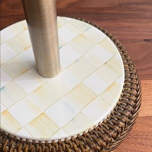 MacKenzie-Childs Parchment Check Enamel Paper Towel Holder